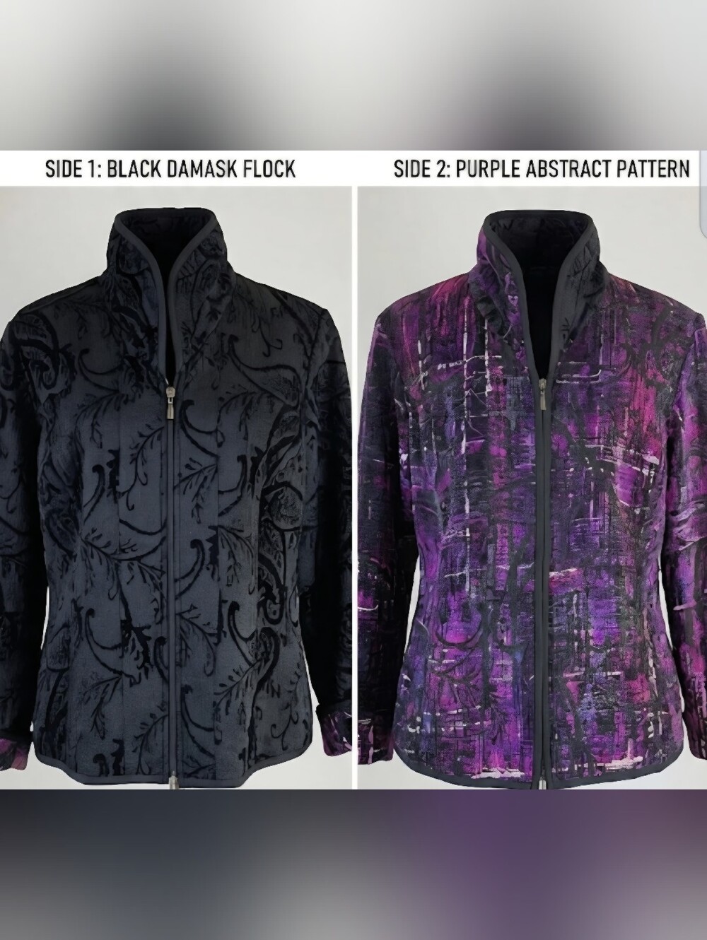 Vintage Y2K Christopher & Banks Black Purple Reversible Damask Art To Wear